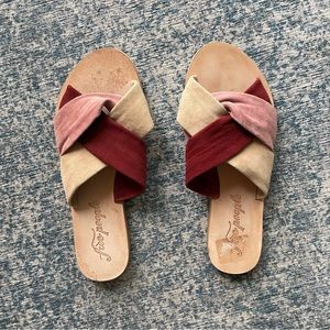 Free People Rio Vista Rose Suede Leather Slide Sandal Flats